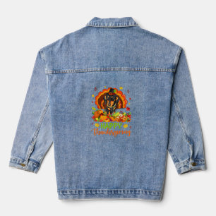Happy Thanksgiving Dachshund Dog Turkey Dog Lover  Denim Jacket