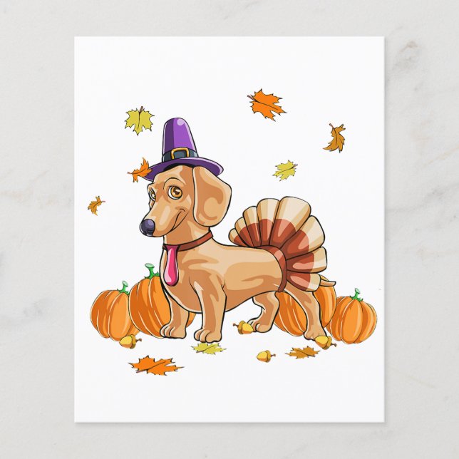 Happy Thanksgiving Dachshund Turkey Costume T  Fun Flyer (Front)