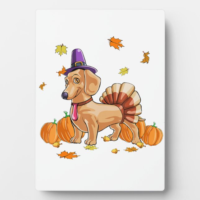 Happy Thanksgiving Dachshund Turkey Costume T  Fun Plaque (Front)