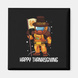 Happy Thanksgiving Day Astronaut Turkey Flag Fall  Magnet