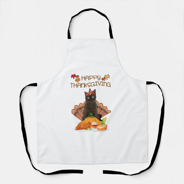 Happy Thanksgiving Day Burmese Cat Gift Funny Turk Apron (Front)