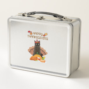 Happy Thanksgiving Day Burmese Cat Gift Funny Turk Metal Lunch Box