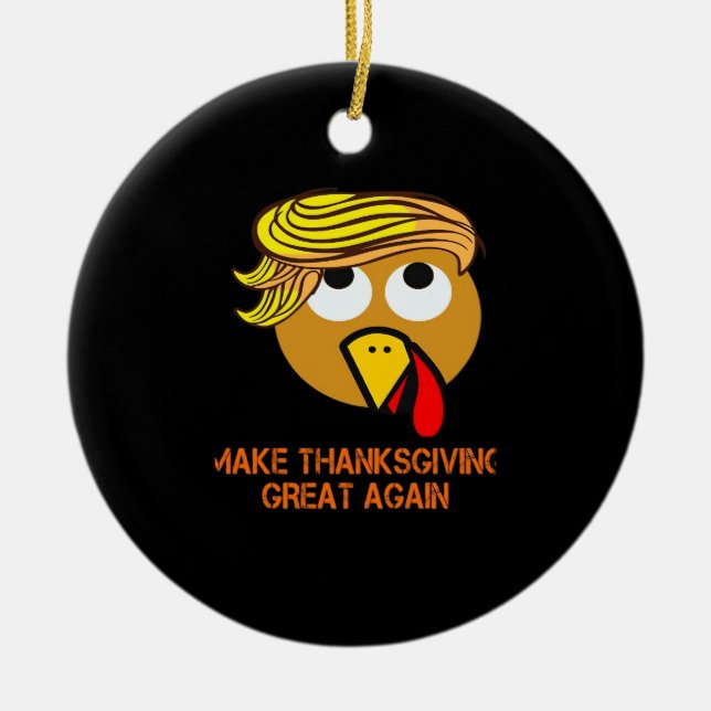 Happy Thanksgiving Day Ceramic Ornament (Front)