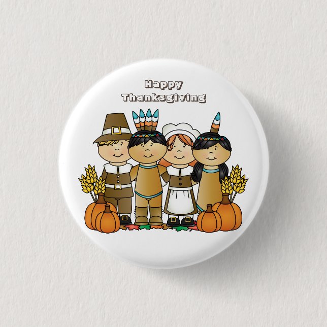 Happy Thanksgiving Day Children 3 Cm Round Badge (Front)