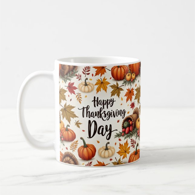 Happy Thanksgiving Day Classic Mug (Left)