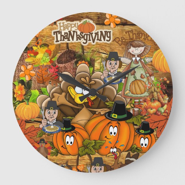 Happy Thanksgiving Day Clock (Front)