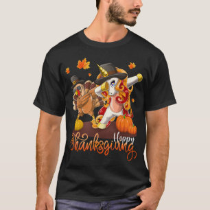 Happy Thanksgiving Day Dabbing Turkey Unicorn T-Shirt