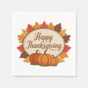 Happy Thanksgiving Day  Fall Holiday Turkey Dinner Napkin