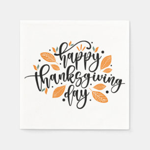 Happy Thanksgiving Day  Fall Holiday Turkey Dinner Napkin