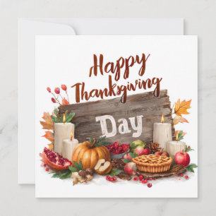 Happy Thanksgiving Day Flat Holiday Card