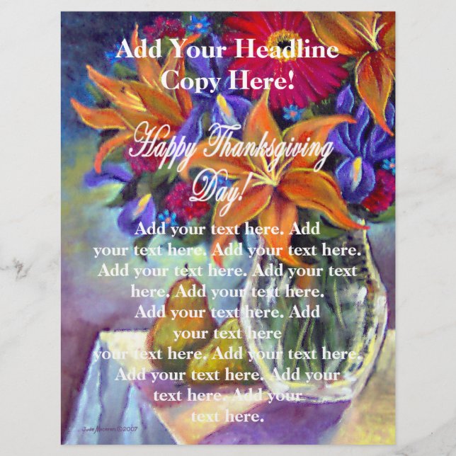 Happy Thanksgiving Day Flowers & Pears Flyers (Front)