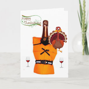 Happy Thanksgiving Day Greeting Card, Wine Holiday Card
