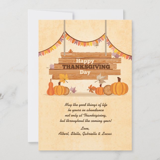 Happy Thanksgiving Day Holiday Card (Front)
