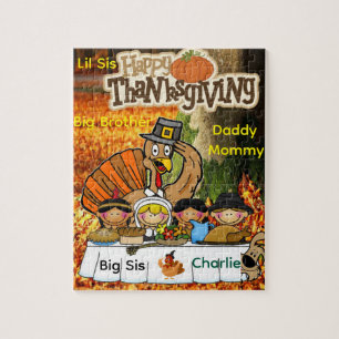 Happy Thanksgiving Day Jigsaw Family Grateful Jigsaw Puzzle