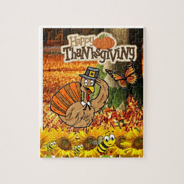 Happy Thanksgiving Day Jigsaw Puzzle Turkey (Vertical)