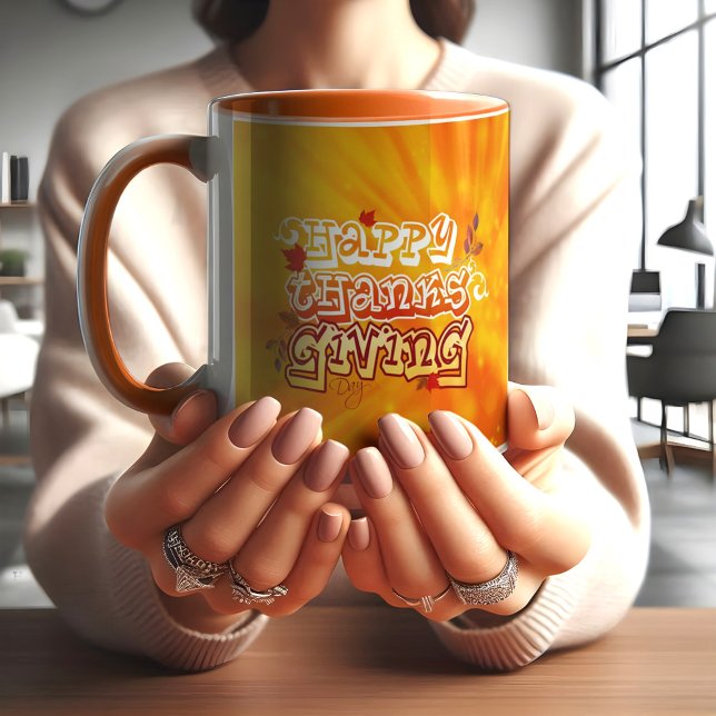 Happy Thanksgiving day orange MUG (Creator Uploaded)