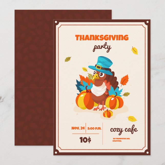 Happy Thanksgiving Day party invitation (Front/Back)