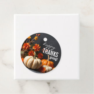 Happy Thanksgiving Day Pumpkin Flowers Favour Tag