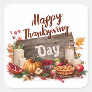 Happy Thanksgiving Day Square Sticker
