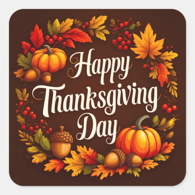 Happy Thanksgiving Day Sticker Dark (Front)