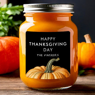 Happy Thanksgiving  Day Sticker with Pumpkin
