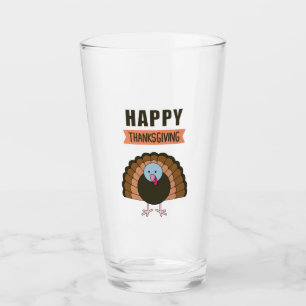 Happy Thanksgiving Day Turkey Grateful Holiday Glass