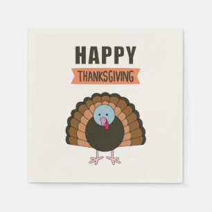 Happy Thanksgiving Day Turkey Grateful Holiday Napkin
