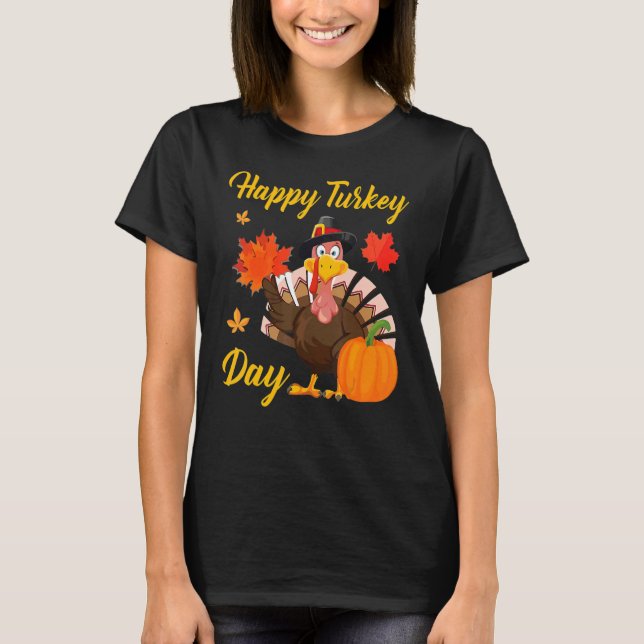 Happy Thanksgiving Day  Turkey Holiday  Boys Girls T-Shirt (Front)