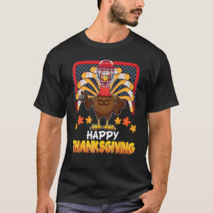 Happy Thanksgiving Day Turkey Playing Hockey Famil T-Shirt