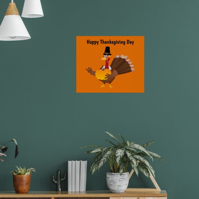 Happy Thanksgiving Day Turkey Poster (Living Room 1)