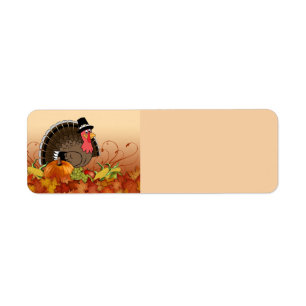 Happy Thanksgiving Day Turkey Return Address Label