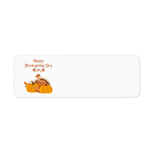 Happy Thanksgiving Day Turkey with Pumpkins Return Address Label