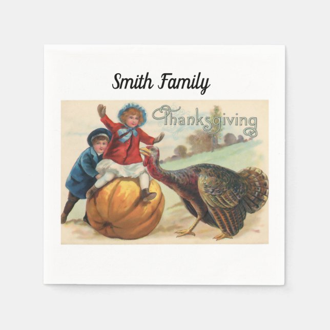 Happy Thanksgiving Day! (Vintage Americana) Napkin (Front)