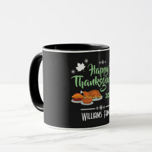 Happy Thanksgiving Day with Family Name & Year Mug