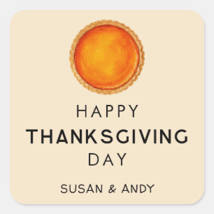Happy Thanksgiving day with pumpkin pie Square Sticker