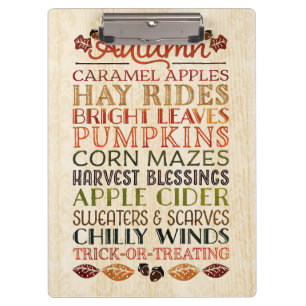 Happy Thanksgiving Descriptive words Autumn Clipboard