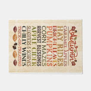 Happy Thanksgiving Descriptive words Autumn Doormat