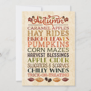 Happy Thanksgiving Descriptive words Autumn Invitation