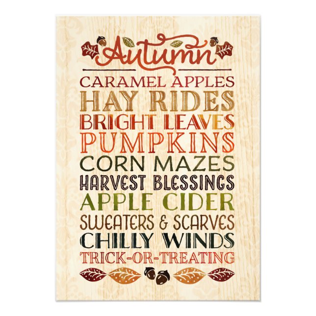 Happy Thanksgiving Descriptive words Autumn Photo Print (Front)