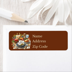 Happy Thanksgiving Dinner customisable Return Address Label