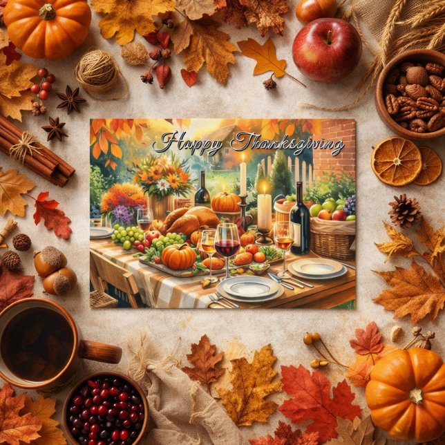 Happy Thanksgiving Dinner Feast  Postcard (Creator Uploaded)