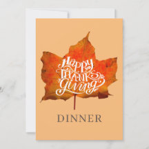 Happy Thanksgiving Dinner Party Fall Leaves