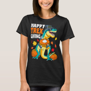 Happy Thanksgiving Dinosaur Boys T Rex Pumpkin Pie T-Shirt