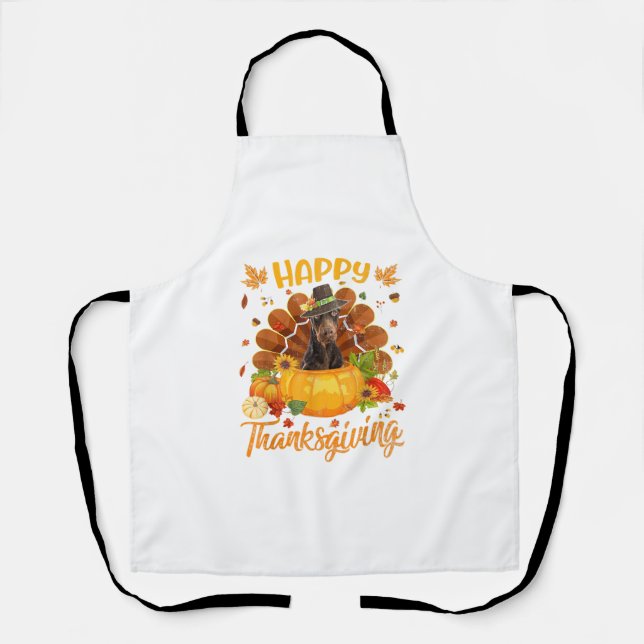 Happy Thanksgiving Doberman Dog Turkey Pumpkin  Apron (Front)