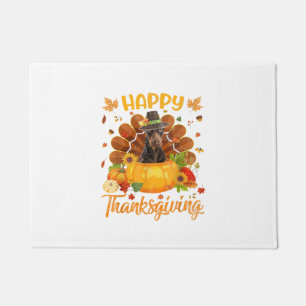 Happy Thanksgiving Doberman Dog Turkey Pumpkin Doormat
