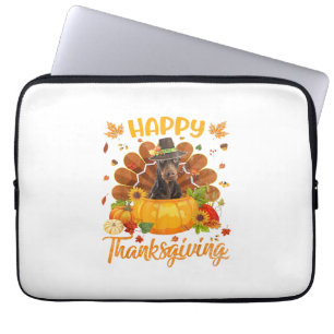 Happy Thanksgiving Doberman Dog Turkey Pumpkin Laptop Sleeve