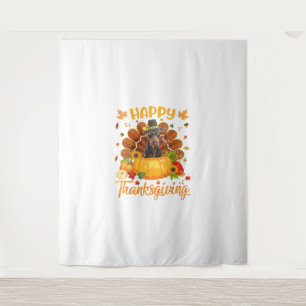 Happy Thanksgiving Doberman Dog Turkey Pumpkin  Tapestry