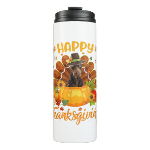Happy Thanksgiving Doberman Dog Turkey Pumpkin Thermal Tumbler