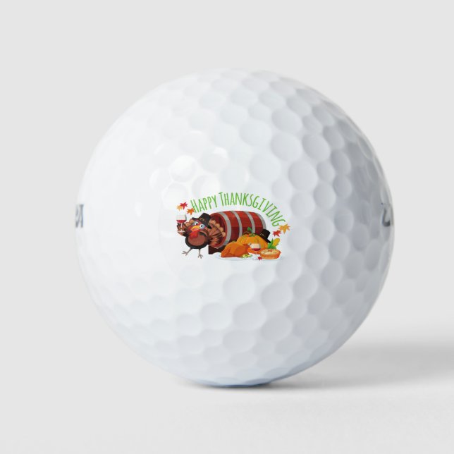 happy thanksgiving drunk turkey golf balls (Front)