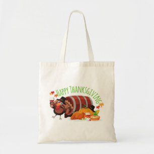 happy thanksgiving drunk turkey tote bag